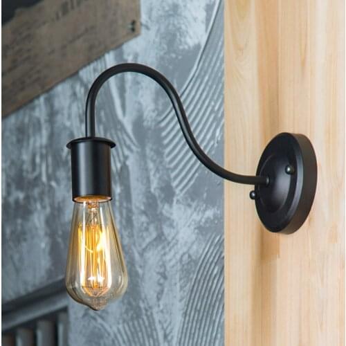 Retro Loft Black Wall Lamp E27 Vintage Indoor Bedside Light Decoration Living Room Bar Hallway Industrial