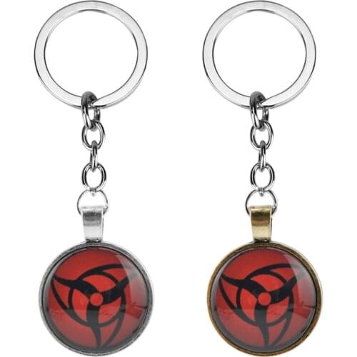Symbol Pendant Keychain Cartoon Naruto Themed Round Shape Enamel Badge Keyring Accessory Cute Car Key Holder Jewelry for Men