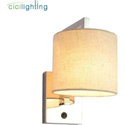 Modern Bedside Wall Lamps Fabric Lampshade Led Wall Lighting Store Bar Industrial Stainless less 5W E27 LED Wall Sconces Fixture