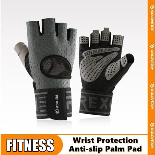Fitness Gloves Sports Half-finger Unisex Non-slip Breathable Extended Wristbands Cycling Fitness Weightlifting Exercise Gloves