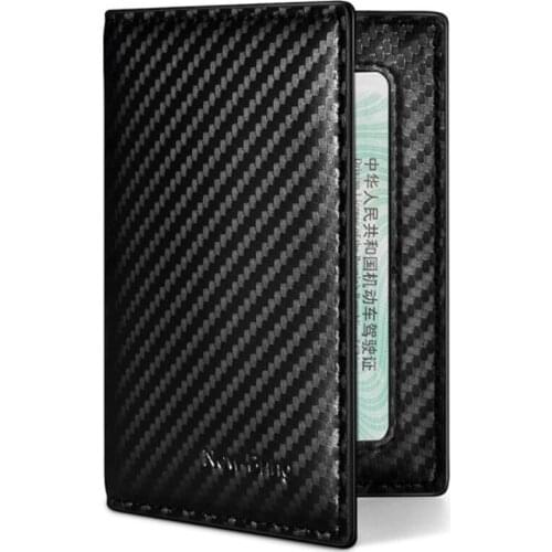 Slim Carbon Fiber Pattern Leather RFID Blocking Wallet for Men Women ID Credit Card Holders Cover Driver License Case Purse