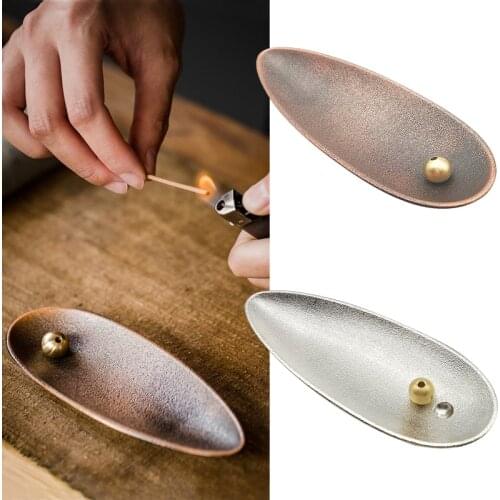 Creative Vintage Incense Holder Asian Style Metal Incense Burner Plate Incense Ash Catcher With Removable Brass Ball Home Decor