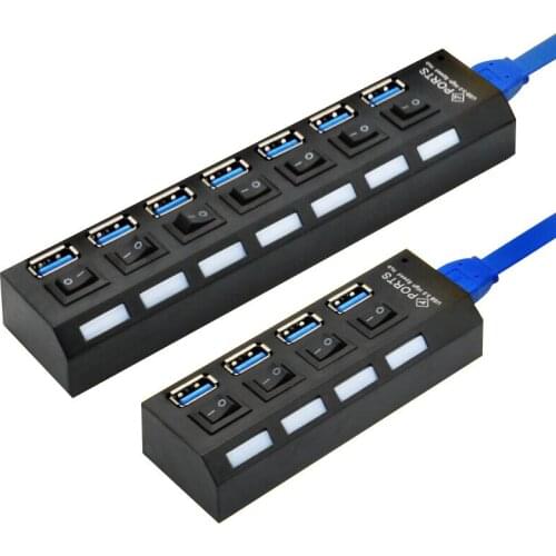 USB 3.0 Hub USB Hub 3.0 Multi USB Splitter Use Power Adapter 4/7 Port Multiple Expander 2.0 USB Hub with Switch for PC laptop