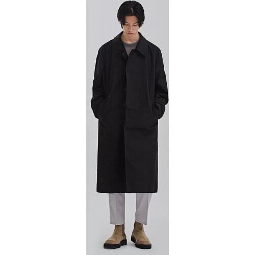 Windbreaker mens Korean version handsome medium length loose long knee coat British style large invisible button coat