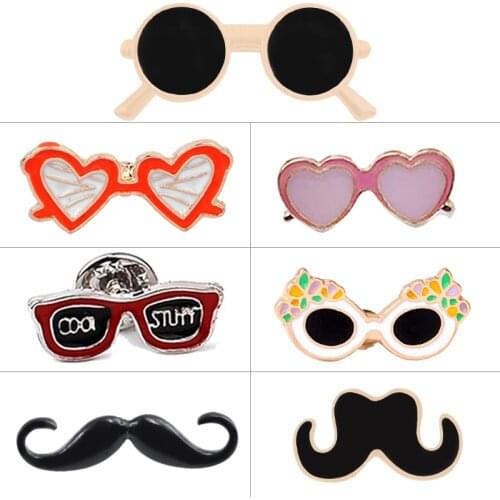 7 Style Glasses Vintage Brooch Pin Badges For Backpack Hijab Men Accessories Enamel Metal Pins And Brooches For Women Jewelry