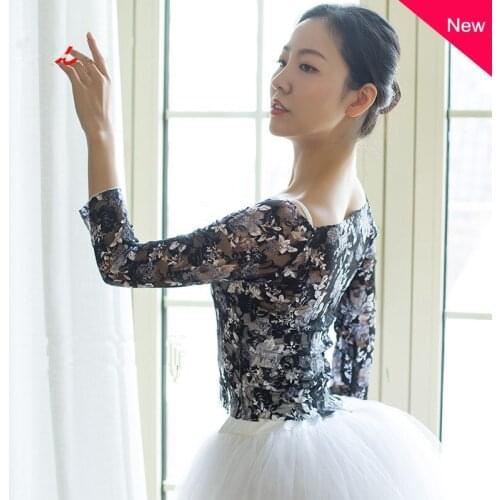 Star Same Style Ballet Dance Practice Suit Printed Mesh Blouse Gauze Classical Dance Jumpsuit Ballet Tiara Dance Top