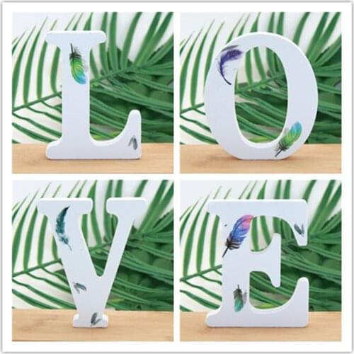 1 Piece 10X10 Cm Handmade Animal Shape Wedding Feather Wooden Letters Decoration Letters Word Letter DIY Name Design Crafts