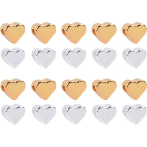 10Pcs/Lot Copper Heart Loose Spacer Beads For Jewelry Making Supplies Big Hole Bracelet Necklace Charms Beads DIY Accessories