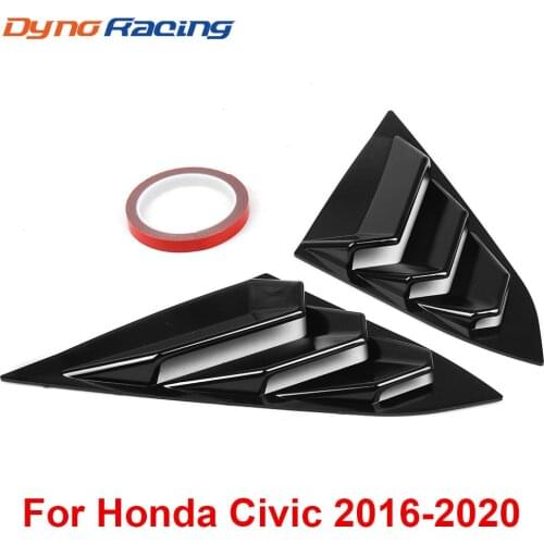 2PCS Quarter Window Louver Cover Car Decors ABS Rear Side For Honda Civic 2016-2020