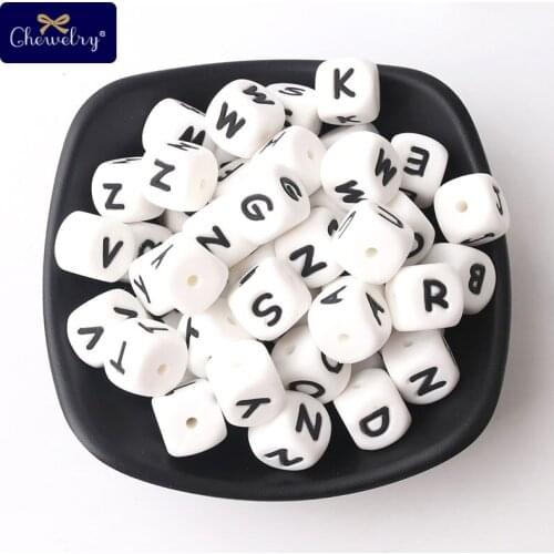 500PC 12mm English Alphabet Silicone Teether 26 Letters Beads Baby Nursing Chewable Beads For Baby DIY Jewelry Bracelet Necklace