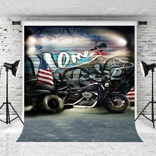 VinylBDS 5x7ft Newborn Photography Backdrop Hip-Hop Motorcycle Backgrounds Photographic Photo Studio Background