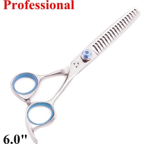 6.0 Hair Scissors Professional High Quality Barber Scissor 440C Japanese Steel Hairdressing Scissors Thinning 18 "W" Teeth 2009