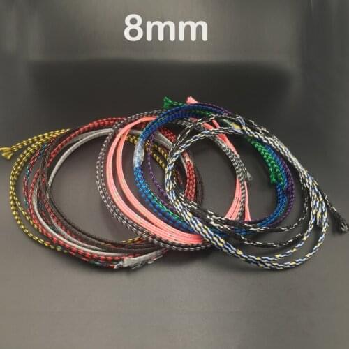 8mm Red Blue Green Yellow Gray Brown Black Purple Soft Cotton Yarn Braid PP+PET Nylon Expand Wire Protect Sheath Cable Sleeve