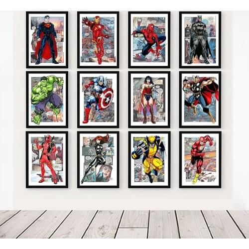 Diamond Painting Avengers Comic Posters Marvel Superhero Iron Man Captain America Wall Art Picture Boy Room Home Decoration