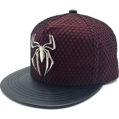 New Arrived Man Spring Summer Mesh Leather Flat Brim Snapback Spider Decorated Street Dance Hip Hop Fashion Woman Baseball Cap