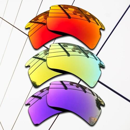 E.O.S 3 Pairs Fire Red & Purple & 24K Gold Polarized Replacement Lenses for Oakley Flak 2.0 OO9295 Sunglasses