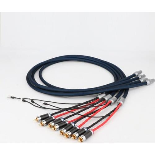 Hifi Audio 4 cores OFC Gold Plated Carbon Fiber RCA 5Pins DIN Plug Connector Phono Tonearm Cables