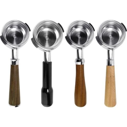 Coffee Bottomless Portafilter Group-head 58MM Coffee Machine Solid Wooden Handle 304 Stainless Steel Coffee Tools