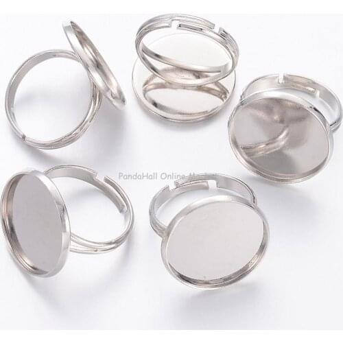 Brass Ring Components, Pad Ring Bases, For Antique Rings Making, Adjustable, Platinum, about 17mm inner diameter, 20mm wide