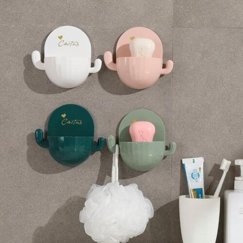 Cactus Drain Soap Box Toilet Bathroom Punch-free Cartoon Soap Holder