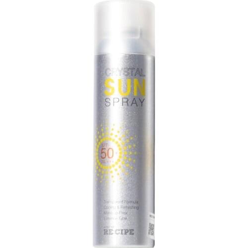 Korea RECIPE CRYSTAL SUN SPRAY 150ml SPF50+ PA+++ UV Sunscreen Moisturizing Sunblock Face Body Use Water Resistant Makeup Primer