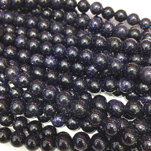 Round Natural Blue Sandstone Pick Size Loose Beads Galaxy Stone 15" Strand 4 6 8 10 12mm Spacers for Jewelry Making Finding A219