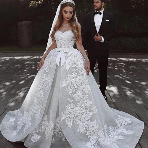Hot luxury crystal long train Wedding Dresses vestidos de novia muslim bridal gown wedding dress Turkey Istanbul for women