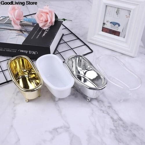 Mini Bathtub Soap Jewelry Storage Box Makeup Organizer Container Desktop Sundry Storage Case Gold Silver Sundries Storage Box