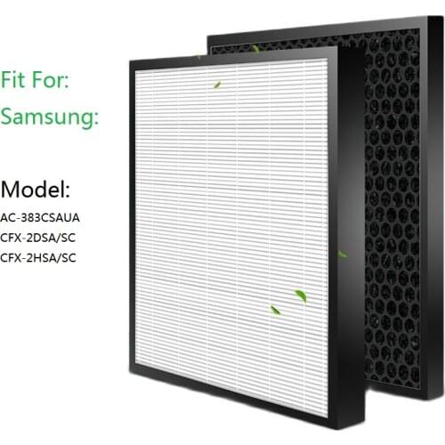 2pcs activated carbon air purifier filter and hepa filter for Samsung AC-383CSAUA CFX-2DSA/SC CFX-2HSA/SC