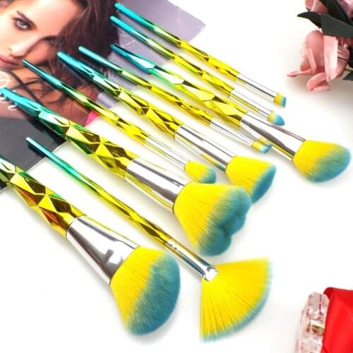 9pcs Red Glitter Diamond Makeup Brushes Set Foundation Blending Power Rainbow Eyeshadow Brush Pincel Maquiagem