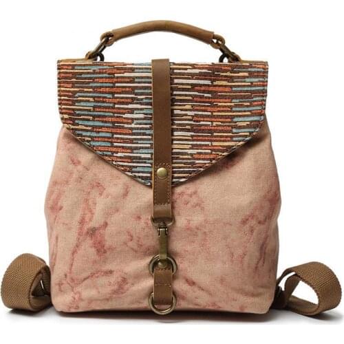 2021 Spring New Vintage Bagpack Women Small Backpack National Style Wear Resistant Canvas Backpacks Female Fashion Travel Bags