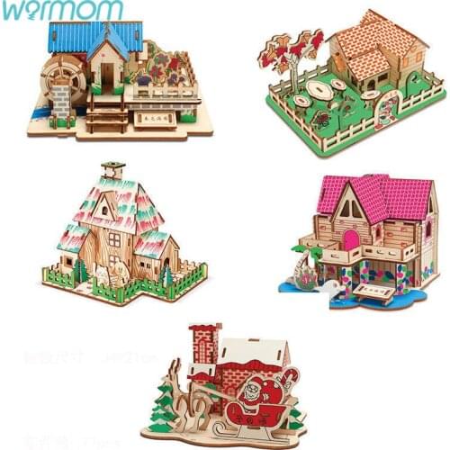 Warmom New Wooden 3D Laser Cutting Puzzle DIY Childrens Educational Toys for Kids DIY Childrens Educational Toys