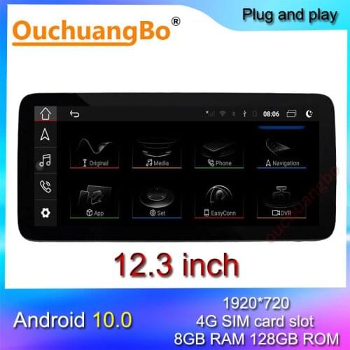 Ouchuangbo radio concert sportback audio for 12.3 inch Q5 A5 RS4 RS5 A4 b8 SQ5 S5 S4 with 1920*720 Android 10 gps 8+128GB