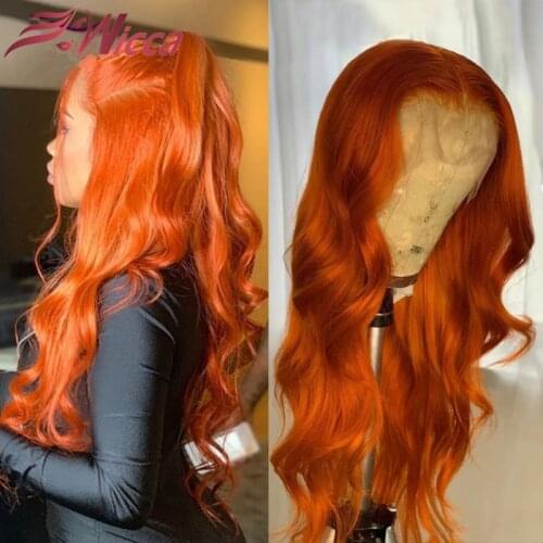 Orange Short Bob Wig Colored Human Hair Wigs Lace Front Human Hair Wigs Remy Brazilian BOB Lace Frontal Wigs 180 Density