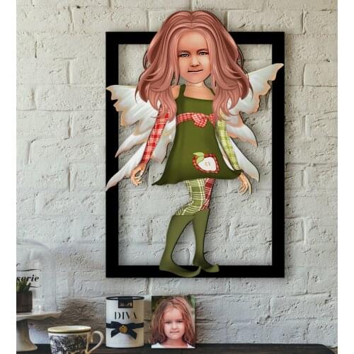 Personalized Girls Kids Fairy Caricature OF 3D Wood Tablo-1 Quality Cost Effective Gift Design Decoration Wall Picture vicinity