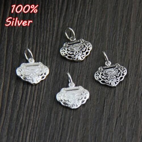 Authentic 925 Sterling Silver Charm Bead Best Wishes Longevity Lock Charms Fit Bracelets & Bangles Pendant DIY Women Jewelry