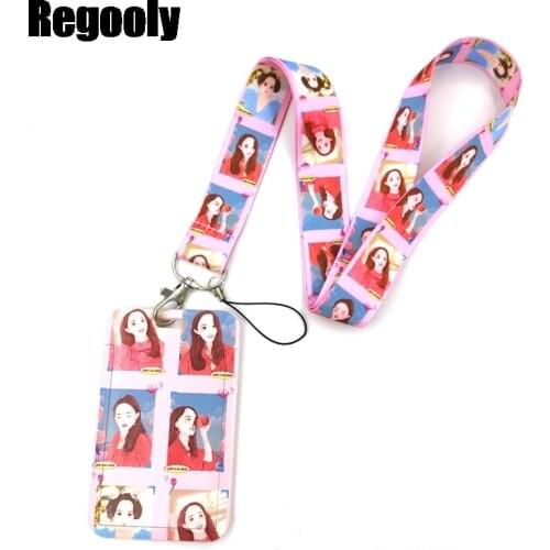 Lovely Cartoon Cute Girl Original Anime Lanyard Badge Holder ID Card Lanyards Mobile Phone Rope Key Lanyard Neck Straps Key Ring