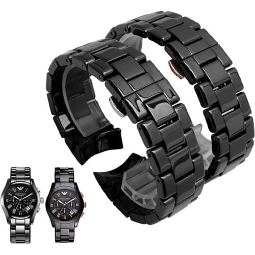 Replacement band High quality ceramic strap for armani AR1400 AR1410 mens watchband 22mm with butterfly buckle for armani band