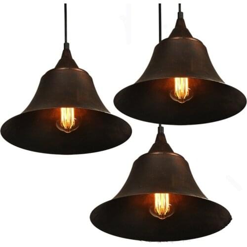 Retro E27 Iron Wall clock Lampshade Pendant Lamp Vintage Iron Industrial Wind Pendant Light for Restaurant Bar Coffee Shop