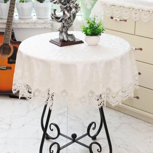 Luxury solid Round Table Cloth Pastoral Lace Tablecloth Decorative Elegant quality Fabric WhiteTable Cover kitchen table towel