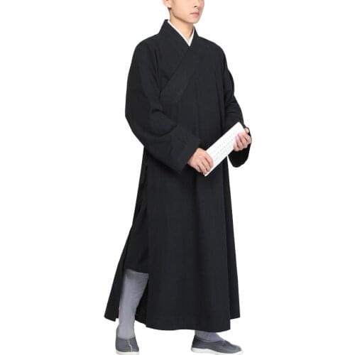Unisex 5color High quality cotton shaolin monk kung fu suits zen lay clothing buddha gown outfit meditation robe black/blue