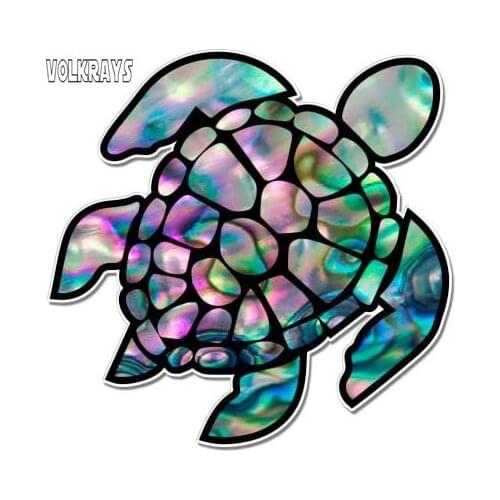 Volkrays Creative Car Sticker Sea Turtle Natural Shell Pearl Texture Green Purple Vinyl Stickers Waterproof Decal,7cm*7cm