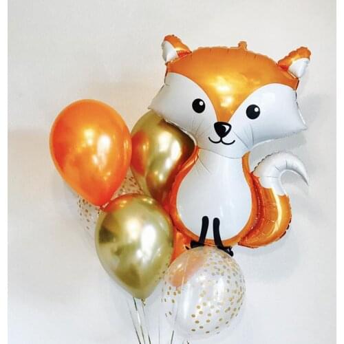 1 set Jungle Hedgehog Fox Raccoon Balloons Cartoon Animal Aluminum Helium Balloon Birthday Safari Party Decor Classic Toys