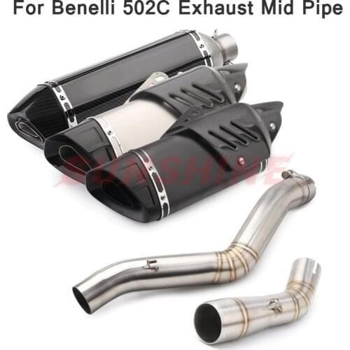 Motorcycle Exhaust Mid Pipe Motorcross Escape Moto Slip on Muffler Racing Pitbike For Benelli 502C 502 C Connect Carbon Fiber