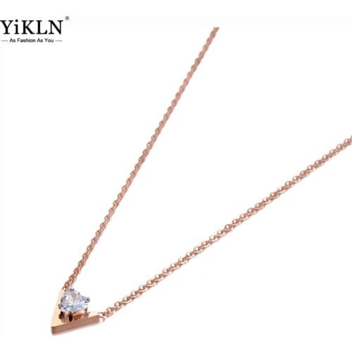 YiKLN Goth Stainless Steel Love Letter Pendant Necklaces Jewelry CZ Crystal Chain & Link Wedding Necklace For Women YN20094