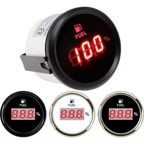 1pc 0-100% Show Digital Fuel Gauges Modification 0-190ohm 52mm Lcd Fuel Level Meters with Red Backlight 240-33ohm for Car Boat