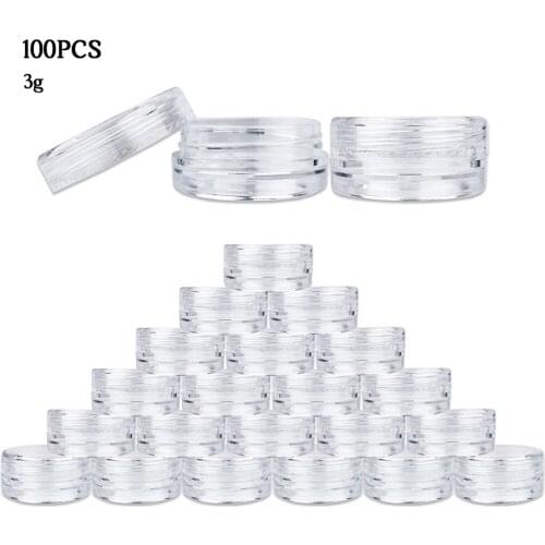 100Pcs Cosmetic Jar 3/5g Small Empty Cosmetic Refillable Bottles Plastic Eyeshadow Makeup Face Cream Jar Pot Containers
