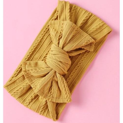 15PC/lot Baby Bow Nylon Headband Newborn Nylon Elastic Headband,Cable knit Ribbed Bow head wraps,Children Girls Hair Accessories