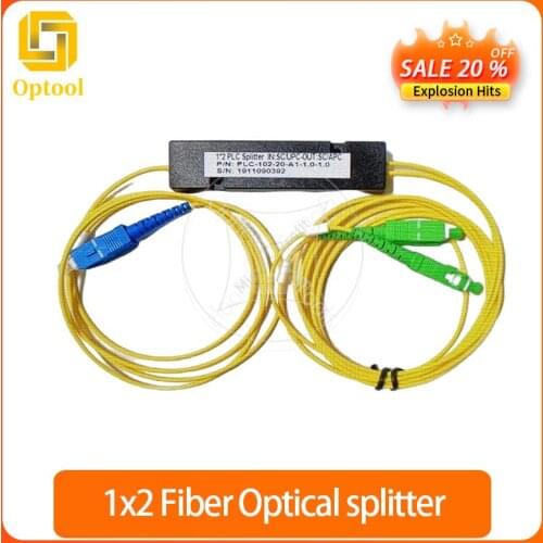 5 Pieces /Lot Fiber Optical PLC Splitter SC 1 : 2 Mini steel tube type 1x2 0.9mm Fiber Opitc Splitter SC/APC- SC/UPC Connector