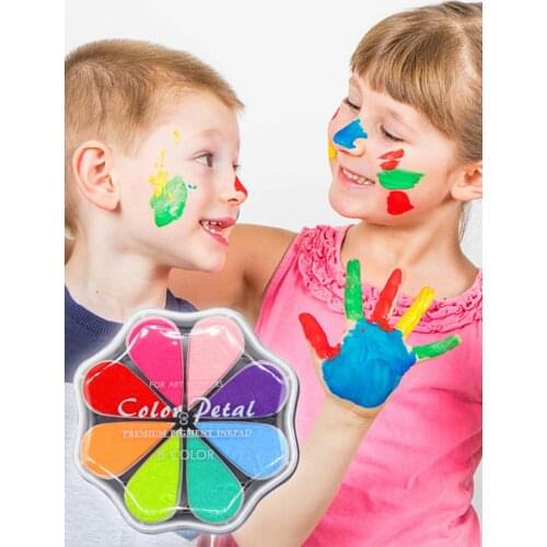 8 Color Craft Rainbow Finger Ink Pads Stamps Rubber Kid Children DIY Pad For Paper/Greeting Card/Handbook/Finger Painting
